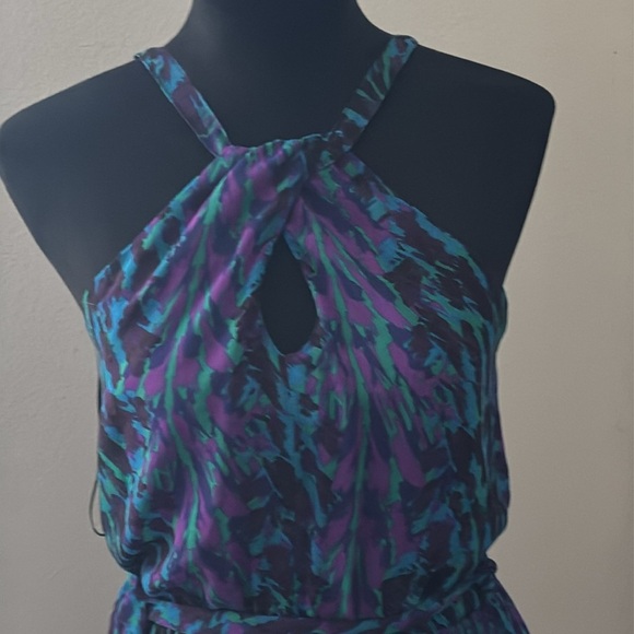 Express Sz S halter dress sleeveless keyhole front & back elastic waist dress‎ - Picture 4 of 10